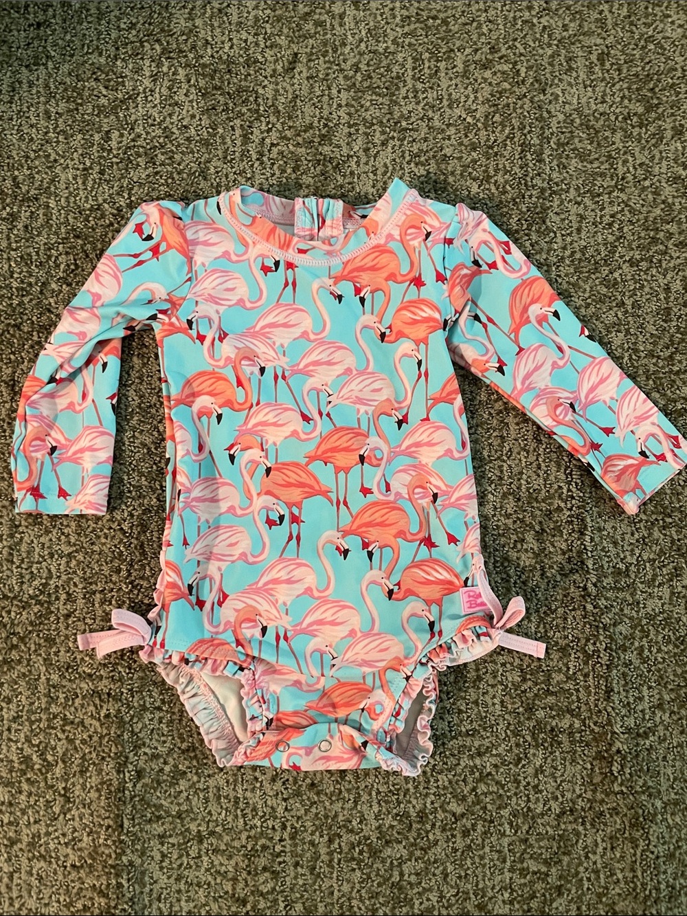 Ruffle Butts Pink Flamingo One-Piece Swim Suit - 12-18 Months